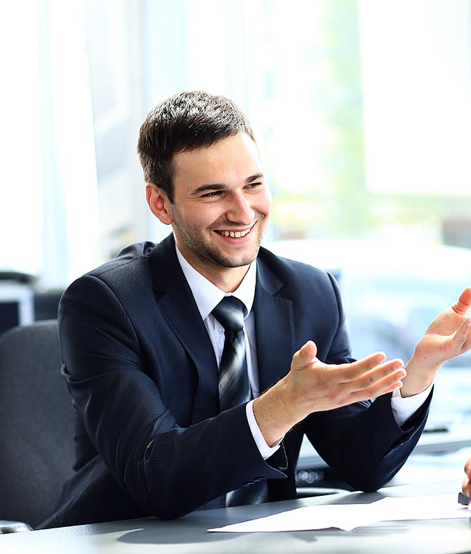 man discussing his business with Stoneridge Behavioral Health
